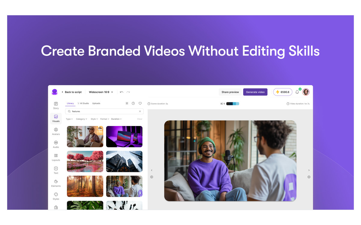 Offizielle Pictory-Editoransicht für einen textbasierten Videoworkflow