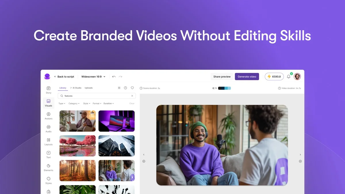 Offizielle Pictory-Editoransicht für einen textbasierten Videoworkflow